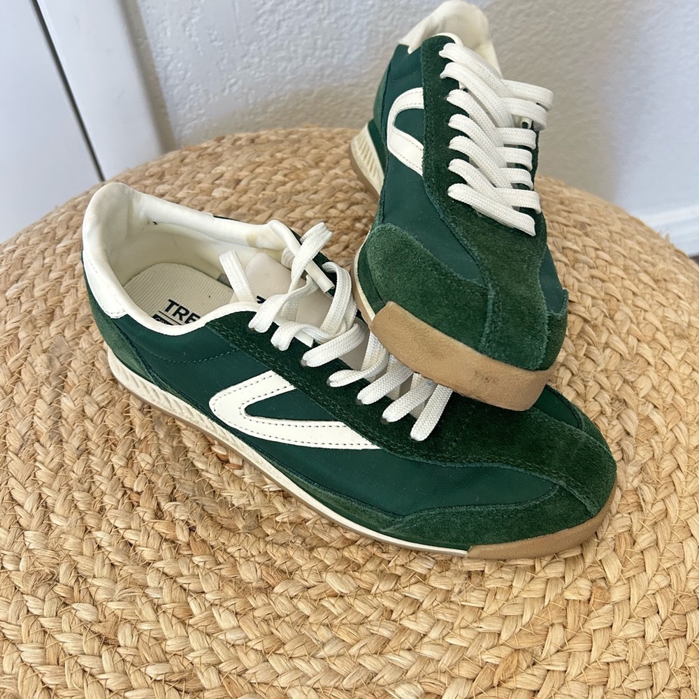 Tretorn Dark Green Suede & White Accent Low-Top Sneakers